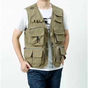 เสื้อกั๊กหนังสำหรับผู้ชายกลางแจ้งสำหรับล่าสัตว์แจ็คเก็ตแขนกุดกันน้ำระบายอากาศสีพื้นจัดส่งฟรี - Product Image 5