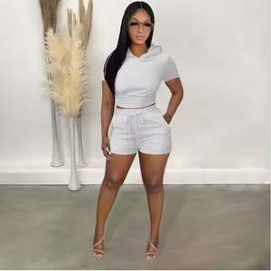 Fabricants de vêtements 2025 été femme Streetwear t-shirt correspondant 2 pièces ensemble coton short ensemble double ensemble - Product Image 3