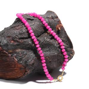 Hot Pink Calcedonia Smooth Rondelle Bead Collar Joyería anudada a mano para mujeres Venta caliente Candy Gem Accesorio - Product Image 4