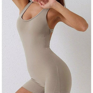 Combinaison de fitness unisexe noire, écologique, extensible dans quatre directions, respirante, à manches courtes, style décontracté, type body intégré - Product Image 2