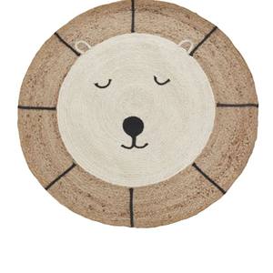 Handwoven Round Kids Animal Face Rug Soft Cotton Floor Mat for <b>Nursery</b> Bedroom Playroom Living Room Home Decor Carpet - Product Image 2