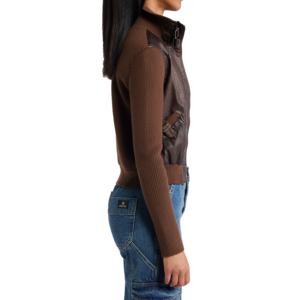 Veste mixte pour femme en cuir original Jersey manches boucles Style chaud à la mode vestes courtes - Product Image 5