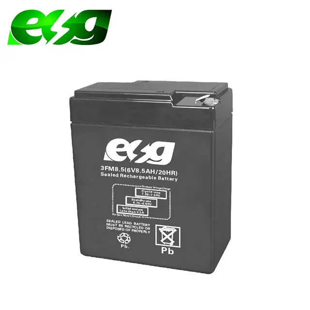 แบตเตอรี่ตะกั่วกรดปิดผนึก8.5AH 6V ฟรีสำหรับการบำรุงรักษา esg 12V7AH การสะสมแบตเตอรี่