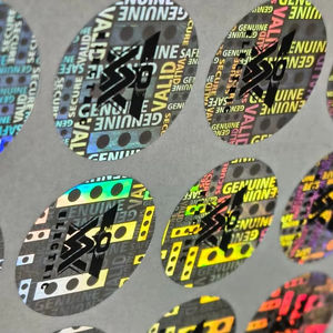 Étiquette de sécurité holographique anti-contrefaçon personnalisable en argent, coupe ovale, imperméable, anti-effraction, pour les marques - Product Image 1