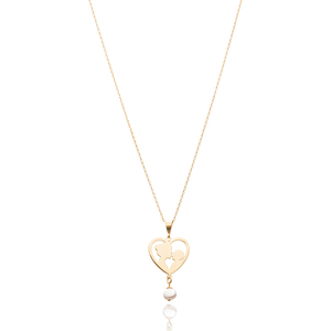Collar con Colgante de Diseño Láser de Madre e Hijo con Perlas para Mujer, Joyería Turca Hecha a Mano al por Mayor en Plata de Ley 925 - Product Image 1