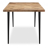 Ensemble de table à manger en bois massif à motifs chevrons avec chaises, design en arêtes de poisson, pour hôtel et cuisine