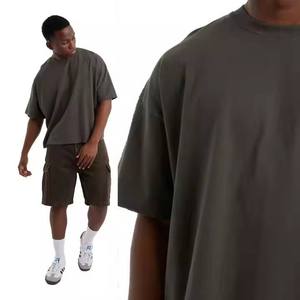 เสื้อยืด250gsm บ็อกซี่ฟิตไซส์ใหญ่พิเศษสำหรับผู้ชายตัวครอปความยาวไหล่ตก100% ผ้าฝ้ายเสื้อยืดเปล่าพิมพ์ลายโลโก้ตามสั่ง - Product Image 3