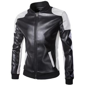 New Customize Factory Wholesale Hot Sale Fashionable Men <b>Black</b> and White Leather Jacket Custom Made Motorcycle Jacket - Product Image 1