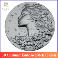 Étiquettes métalliques en aluminium 3D en relief, logo personnalisé pour emballages de luxe