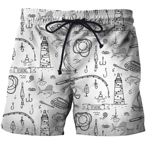 Shorts de bain décontractés pour hommes, personnalisables, à séchage rapide, respirants, en polyester et coton, avec cordon de serrage, imprimés numériquement - Product Image 4