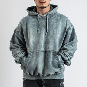100% Sudadera con capucha transpirable de algodón al por mayor de gran tamaño Drop Shoulder Sun Faded Distressed Pullover Hoodie para hombres - Product Image 3