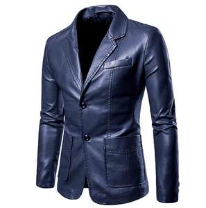 Nouvel arrivage de veste en cuir pour hommes manteau de blazer en cuir Pu de moto décontracté classique d'affaires à la mode - Product Image 5