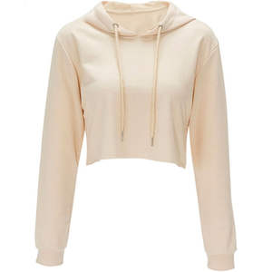 High Quality Plus Size <b>Women's</b> Cropped Long Sleeve Hooded Knitted Sweatshirts Custom Drop Shoulder with Spring Pullover Design - Product Image 5