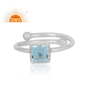 แหวนพลอยบุษราคัมธรรมชาติสีเงินแท้ดีไซน์ทำด้วยมือผู้ผลิตเครื่องประดับ - Product Image 3