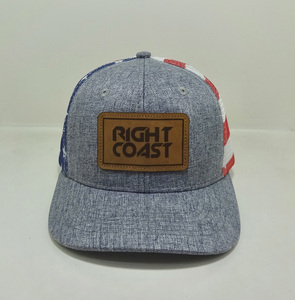 Logotipo de cuero estructurado Sombrero de camionero de tela de malla y algodón de perfil medio de color gris de alta calidad de 6 paneles en la fábrica de Vietnam - Product Image 1