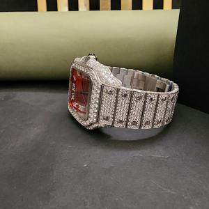 Montres de luxe tendance en acier inoxydable avec diamants en moissanite carrés de qualité supérieure, mouvement japonais à quartz ETA, étanches à 3 bars - Product Image 2