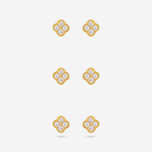 92.5 <b>Silver</b> <b>Stud</b> <b>Earrings</b> with Bezel-Set Zircon Floral Pattern for Gift - Product Image 1