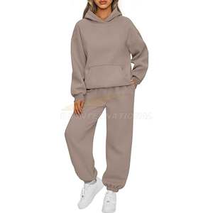 Sweat à capuche surdimensionné pour femmes 2 pièces tenues ensembles de survêtement de salon tenue décontracté pantalon de survêtement coupe ample avec poches - Product Image 6