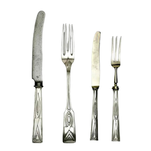 Ensemble de couverts à poignée gravée unique de 4 pièces d'argenterie en acier de portabilité pour la maison, la salle à manger, le mariage, la cuillère, les couverts en métal de l'Inde - Product Image 2