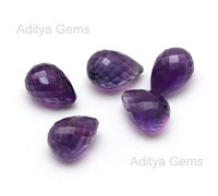 Améthyste naturelle gouttes à facettes haut/côté perceuse forme violette Loupe propre pierres semi-précieuses gouttes pierres en vrac prix de gros Jaipur
