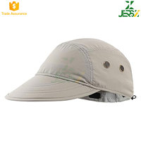 Topi Matahari Katun Bergaris Pelindung UV Lipat Uniseks, Penutup Leher Dapat Dilepas, Ringan, Bernapas, untuk Perjalanan, Bersepeda, Santai di Luar Ruangan