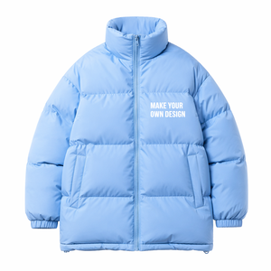 WADDING FILLED PUFFER <b>JACKET</b> STAND COLLAR ZIP FRONT <b>WARM</b> WINTER OUTERWEAR LOOSE FIT OEM MANUFACTURER - Product Image 3