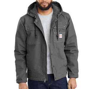 Chaqueta de hombre personalizada estilo vintage, desgastada, con botones ocultos, cortavientos, de secado rápido, transpirable, tipo carpintero, con capucha, para otoño, corte ajustado, estilo urbano, Duck - Product Image 3