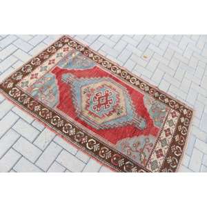 Alfombra Turca Vintage, Alfombra de 3x5.2 pies, Alfombra con Detalles en Rojo - Product Image 4