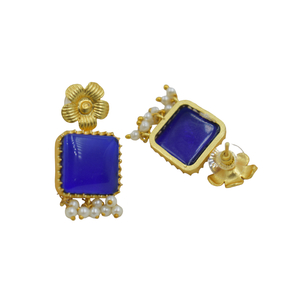 Pendientes de piedra de latón chapados en oro de 18 quilates, última tendencia, Pendientes chapados en oro, joyería de moda para mujer, pendientes para mujer - Product Image 3