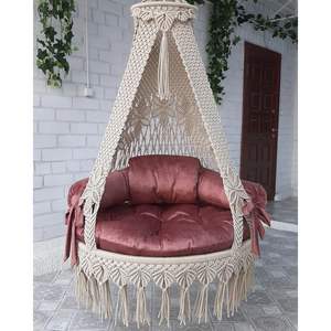 Fauteuil suspendu en macramé artisanal super luxueux, élégant, style bohème, en corde de coton, fauteuil hamac en macramé - Product Image 1
