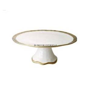 Antique Shape Premium Quality Metal Made White Color Powder Coating <b>With</b> Gold Plated Edges Designer Table Top Serving <b>Tray</b> - Product Image 2