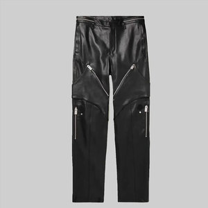 Pantalon en cuir décontracté léger de qualité supérieure pour hommes, taille mi-haute, logo personnalisé, prix de gros d'usine - Product Image 1