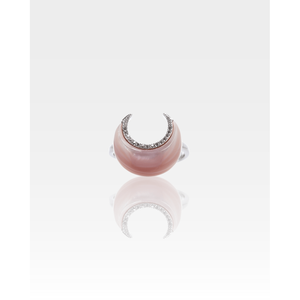 18K Gold Plated Rhodium Silver Half Moon <b>Opening</b> <b>Ring</b>-Trendy Eternity Casual Jewelry - Product Image 1