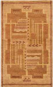 Tapis Oushak beige de luxe fait main, design moderne à nœuds, pour salon, hôtel, bureau, maison commerciale, chambre d'enfant - Product Image 2