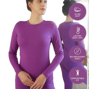 Conjunto de capa Base térmica transpirable para mujer, Calzoncillos largos que absorben la humedad, poliéster para deportes de invierno al aire libre, traje cepillado suave - Product Image 2