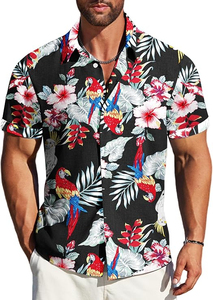 Hawaii hommes chemise à manches courtes plage en gros Floral été décontracté chemise boutonnée hawaïenne hommes chemises mode imprimé - Product Image 5