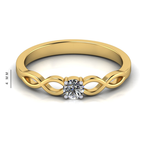 Igi GIA แหวนคลื่นเพชร CT CVD 0.20 18kt แหวนเพชรเม็ดกลมสีทอง - Product Image 1