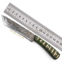 Couteau de DD-HK-STM-633 à lame fixe en acier damas fait à la main Micarta incrustation de bois chasse extérieur Bushcraft poignée de survie 192 couches