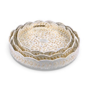 Bandeja Redonda Hecha a Mano al por Mayor de Nácar Natural, Bandeja de Concha para Servir, Hecha Directamente en Vietnam - Product Image 3