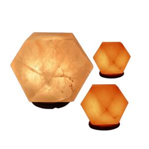 Lámpara de sal rosa del Himalaya natural tallada en forma de diamante de Sian Enterprises, iluminación ecológica con estilo elegante - Product Image 2