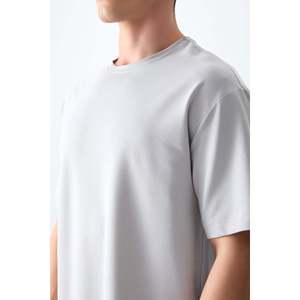 T-shirt basique pour homme en coton texturé épais et doux, coupe ample - 88377 - Stone - Product Image 3