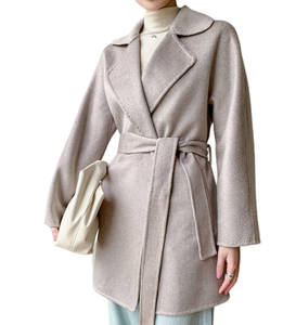 Giacca Corta in Puro Cashmere Traspirante a Doppia Faccia per <span class=keywords><strong>Donna</strong></span>, Produzione Personalizzata, Spalle Scivolate, <span class=keywords><strong>Cintura</strong></span>, Risvolto a Tacca - Product Image 2