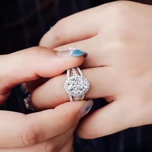 แหวนหมั้น S925เงินแท้สำหรับผู้หญิงเครื่องประดับเพชรโมอิสสำหรับ3CT - Product Image 2