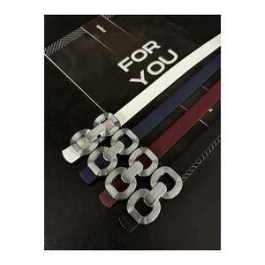 Ceinture pour femme à double boucle, 4 pièces, pour pantalon, veste, chemise, robe - Argenté mélangé - Product Image 1