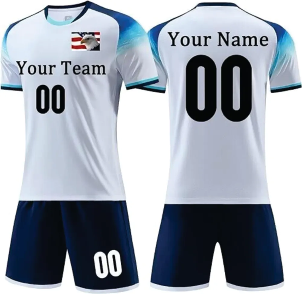 Uniforme sublimé de football personnalisé OEM pour hommes Chemise de joueur de football 100% Uniformes de football en polyester avec logo et numéro de nom