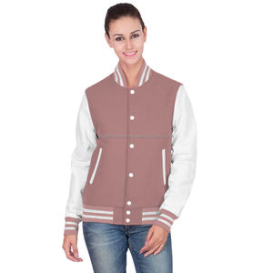Blouson universitaire matelassé en coton respirant, design personnalisé, avec broderie et finition teinte MCACVJ-343 – Tendance de la mode féminine en gros - Product Image 1