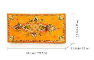 Rajasthani Rang Hand-painted Wooden <b>Key</b> <b>Holder</b> 2 Hooks <b>Mounted</b> Mail <b>Holder</b> for Home <b>Wall</b> Door Handicraft <b>Key</b> Chain Stand - Product Image 6