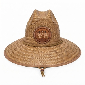 Chapeau Canotier en Paille Tressée Personnalisé avec Logo, Large Bord, Motif Herbe Naturelle, Unisexe Adulte, Plage, Pêche, Extérieur, Vente en Gros, Haute Qualité, OEM - Product Image 1