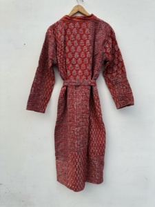 Women's Cotton Blazers Hand <b>Stitched</b> Kantha Quilted Jackets with Ajrakh Print Wholesale Short Long Sizes for Autumn Winter - Product Image 2