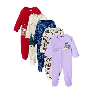 Combinaison bébé unisexe à manches longues en coton 100% avec fermeture à boutons - Product Image 1